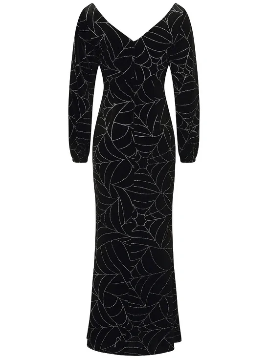 Modcloth x Collectif Spiderweb Dress Goth Punk Velvet Stretch - Picture 7 of 8